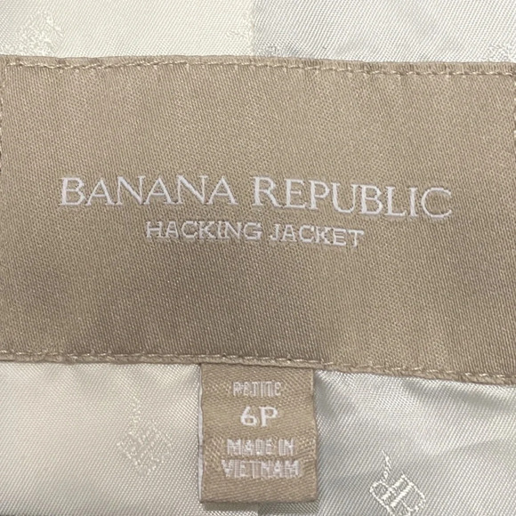 Banana Republic Wool Blend W/Elbow Patches Gray Speckled H-acking Jacket Size 6P - Picture 4 of 9